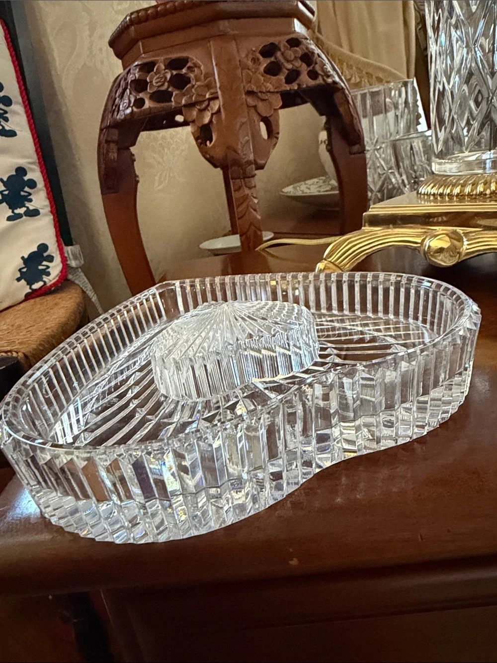 Waterford Crystal Clear Heart Vanity Trinket Tray and Paper weight stamped